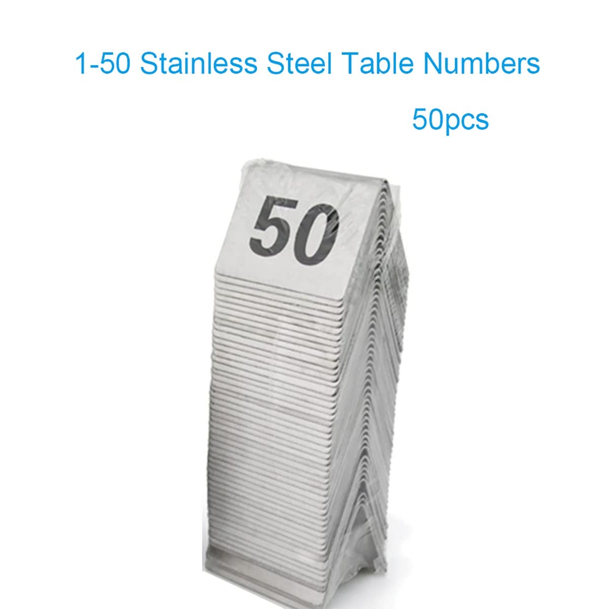 Cartellini numerati per tavoli, Stainless Steel Double Sided Stackable Table Numbers Place Cards 5x4cm Pack of 25/50/100 PCS(1 to 50)
