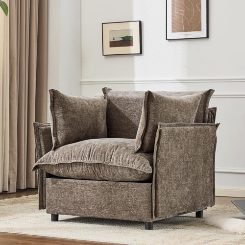 Sillón Chenille Marrón Claro Plegable