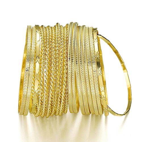Ensoul Mixed Metal Textured Multiple Bangles&Bracelets Set 23pc/Set 2.68" Dia2