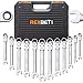 REXBETI 12-Piece Metric Flex-Head Ratcheting Wrench Set, 8-19MM, Chrome Vanadium Steel Combination Wrench Set With Durable Blow Mold Case