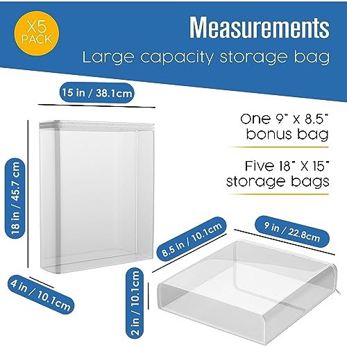 Houseables BVS-CL-1815 Plastic Storage Bags For Clothes, Clear Zippered Storage Bags, 18X15", 5 Pack, Vinyl Sweater Storage Bags Moth Proof thumb #1
