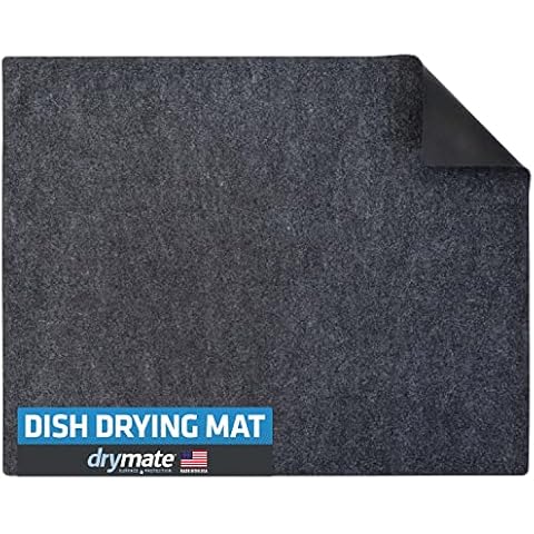 Drymate Premium Dish Drying Mat, XL Size (19” x 24”), Absorbent Fabric Low-Profile Kitchen Drying Pad - Waterproof - Machine Washable/Durable (Made in the USA) (Charcoal) Cover