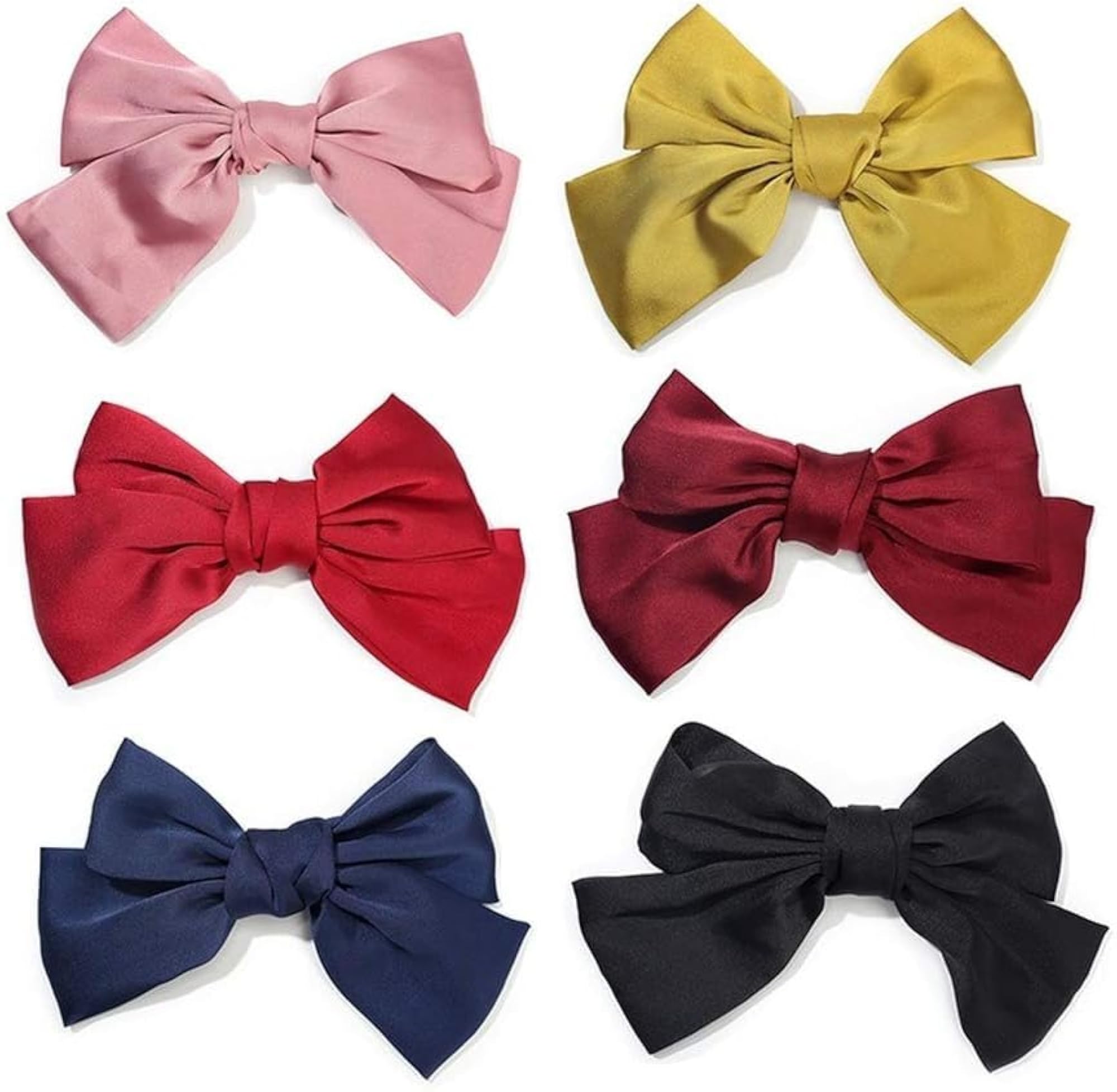 Pack of 6 Large Bowknot Hair Clips, Stylish Accessories