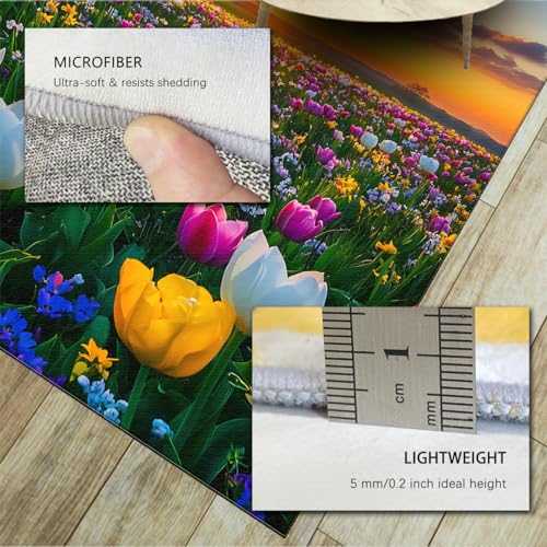 Tapis paysages naturels tulipes 80x150cm paillasson lavable antidérapant de chambre - 6
