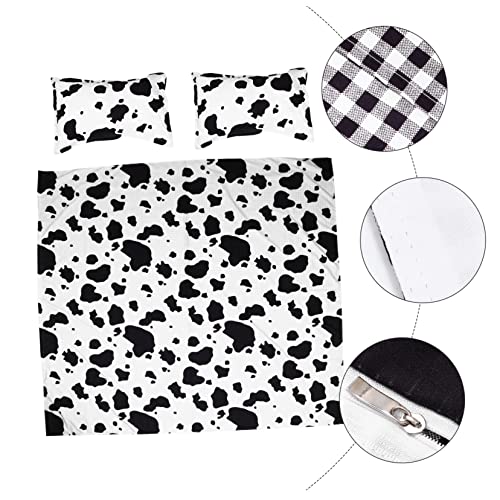 Housse de couette motif moderne lit double parure 3 pièces taies d'oreiller chambre - 5