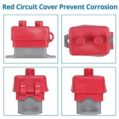 Autoutlet 2Pcs 30A 12V/24V Automatic Reset Circuit Breaker With Cover Stud Bolt Type And Screw For Battery Chargers,Car Engines,Trucks,Buses #TOP3
