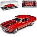 Produktbild Greenlight Chevrolet Chevy Camaro Coupe Rot mit Streifen in Schwarz 1. Generation 1966-1970 1/43 Modell Auto mit individiuellem Wunschkennzeichen