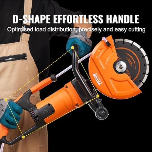 Bild 5 - VEVOR Elektrische Betonsäge, 230 mm, Hochleistungs-Kreissäge 2000 W, Schnitttiefe 89 mm, Nass-/Trocken-Scheibensäge mit Wasserrohr, Wasserpumpe, Sägeblatt, für Stein und Ziegel