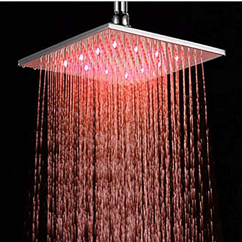 Douche de pluie LED connectée au mur avec pommeau à main nickel