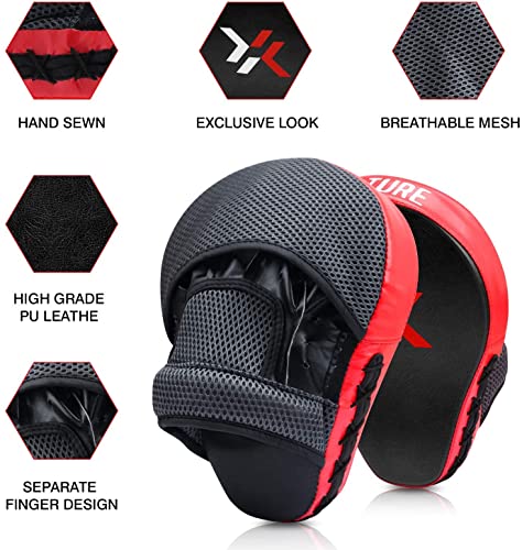 Boxing Equipment Punching Gloves Thai Pads Boxing Training Mitts Kickboxing Punch Mitts Punching Pad (A Pair of Red) - Image 3