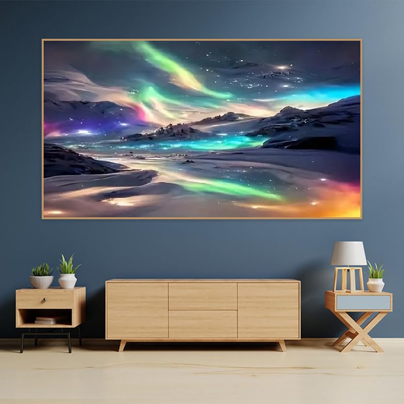 BOHADIY 5D Diamond Art Aurora Sky, Mountain Diamond Painting Kits for Adults?DIY Full Drill Crystal Rhinestone Arts and Crafts?Gem Art Paint with Diamond Home Wall Decor 27.5 X 15.7inch
