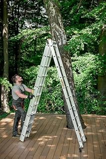 Drabest Scala Alluminio Allungabile 3x10 Gradini Scala Antiscivolo Uso Professionale Domestico max 150 kg Gancio gratuito