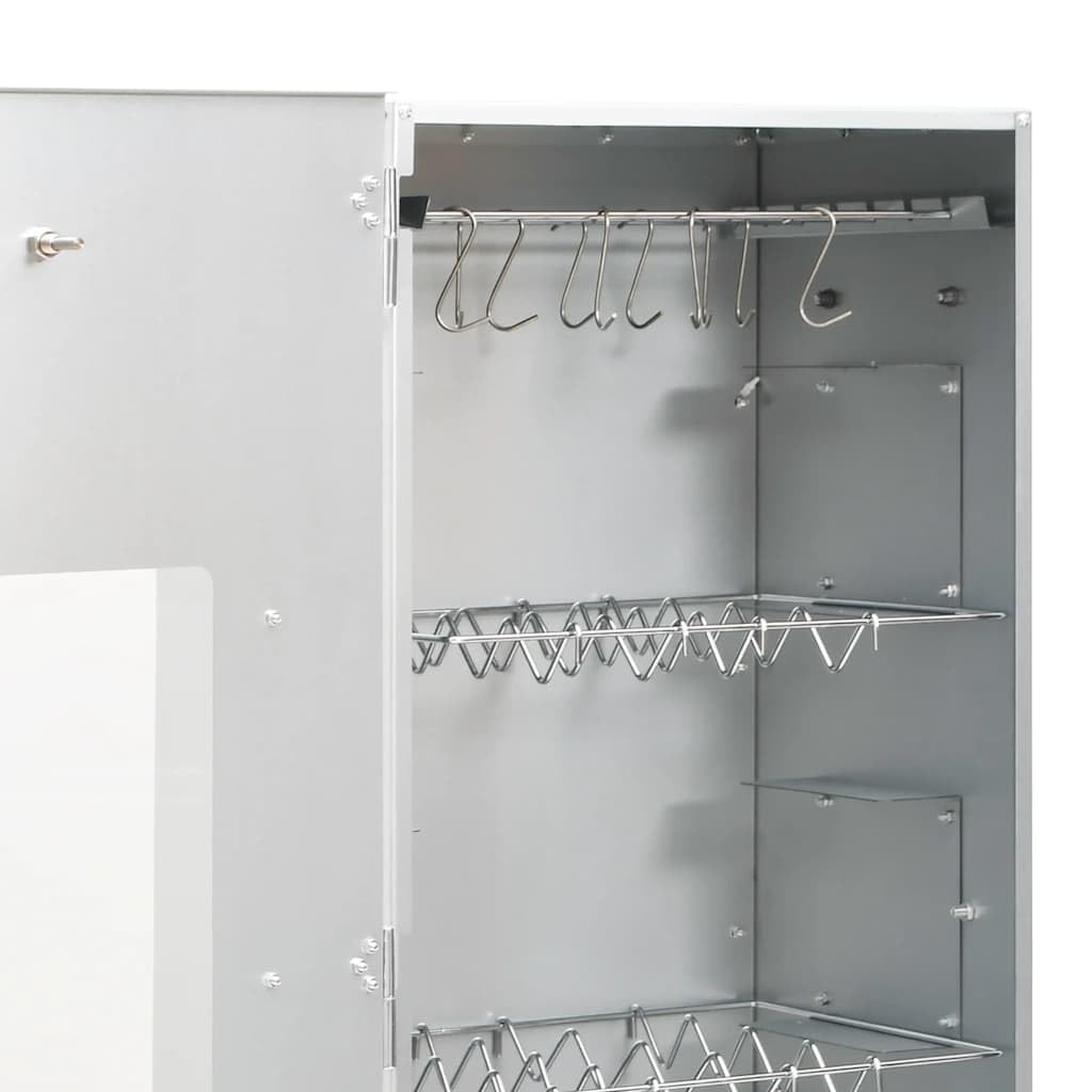 Horno para ahumar con generador de humo frío, acero galvanizado, 44,5 x 29 x 110 cm, para carne, pescado, salchichas, ahumador al aire libre, con termómetro y ventana de cristal