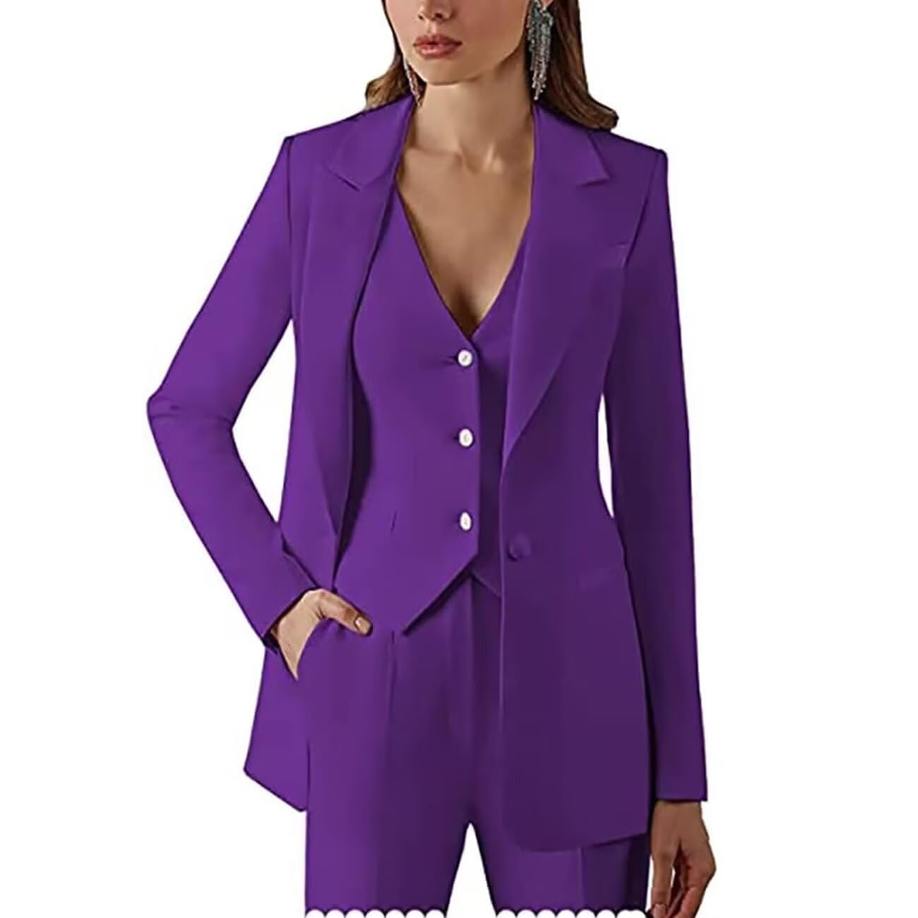Lady Suits 3 Pieces Set Business Suit Vest and Pants Set Women Office Formal Wedding Tuxedos Party Blazer