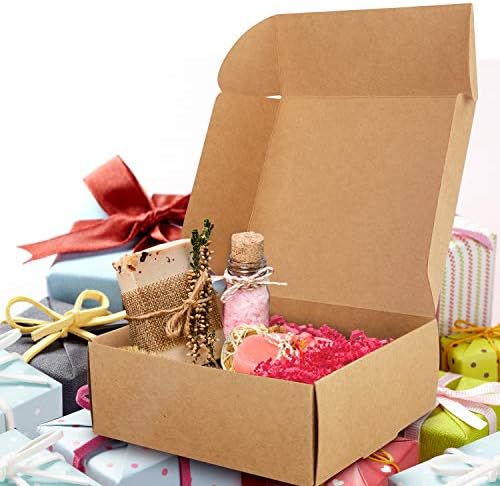 Kurtzy Brown Kraft Gift Boxes (50 Pack) - Box Measures 12 x 12 x 5cm (4.72 x 4.72 x 1.96 inches) - Easy Assemble Presentation Favour Box - Present Boxes for Parties, Birthdays, Weddings, Holidays