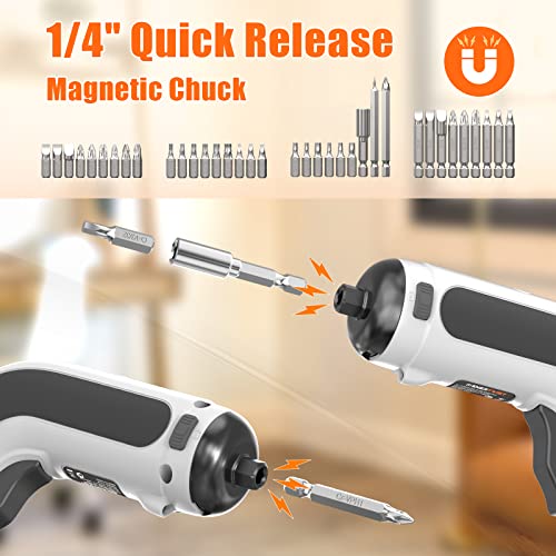 ENERTWIST Cordless Electric Screwdriver Max 6N.m with 36 Pcs