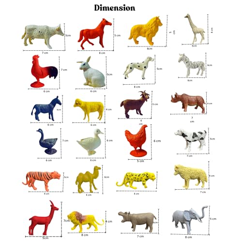 Image of ZESTHOME Animal Toys Set for Kids | Farm, Domestic & Wild Animal Figures | BPA-Free PVC | 6-8 cm | Educational PVC Rubber Toys for Boys & Girls | 24 pcs