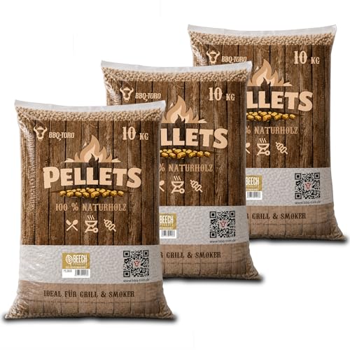 BBQ-Toro Pellets de Hêtre 100% Bois | 30 kg | Pour Barbecue, Fumoir, Four à Pizza et Systèmes de Chauffage | Pellets à Griller