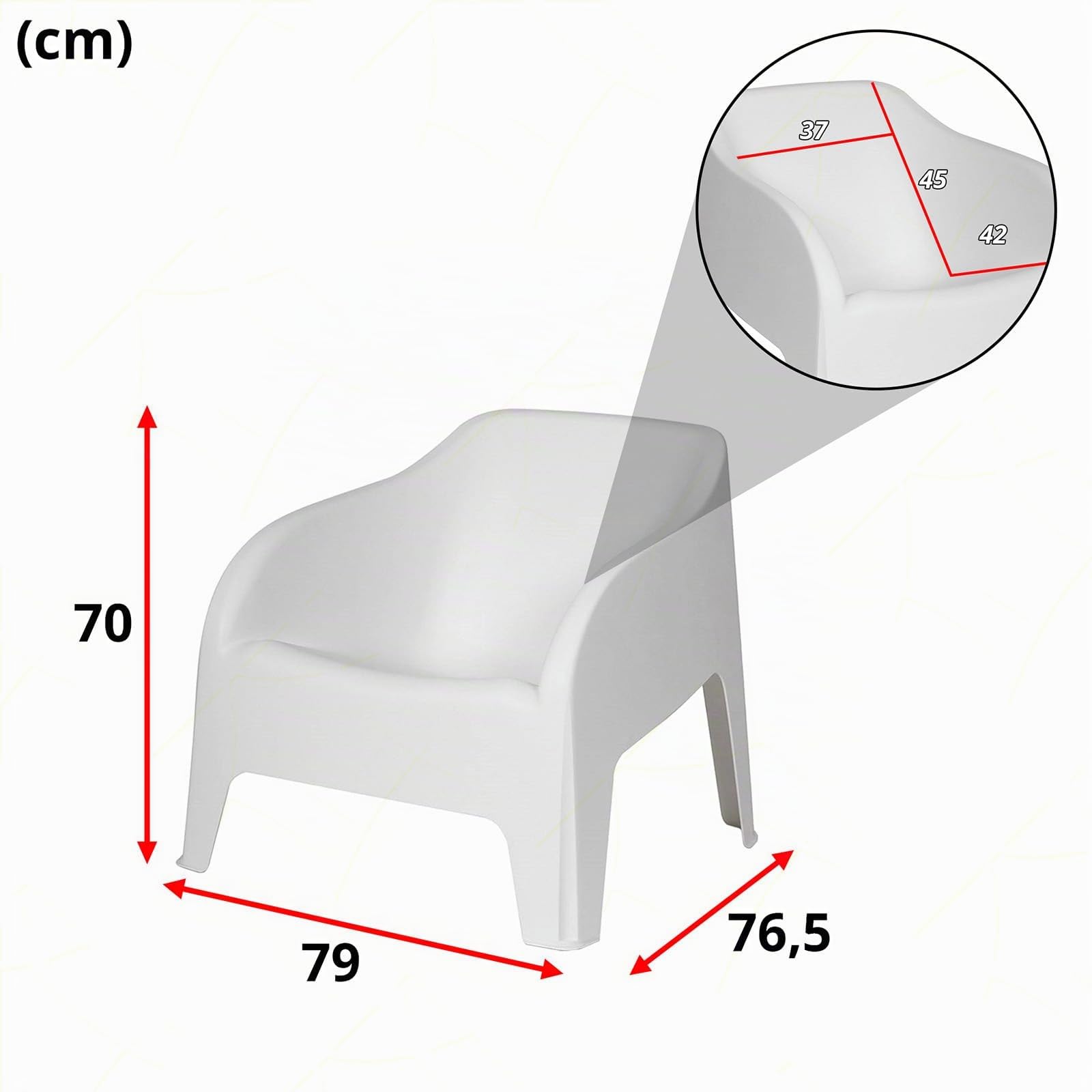 Sicignano - Sillón con reposabrazos de jardín, de resina, 79 x 76,5 x 70 cm de altura, impermeable, compacto, fácil de limpiar, para decoración de exterior, jardín, terraza, fabricado en Italia (1