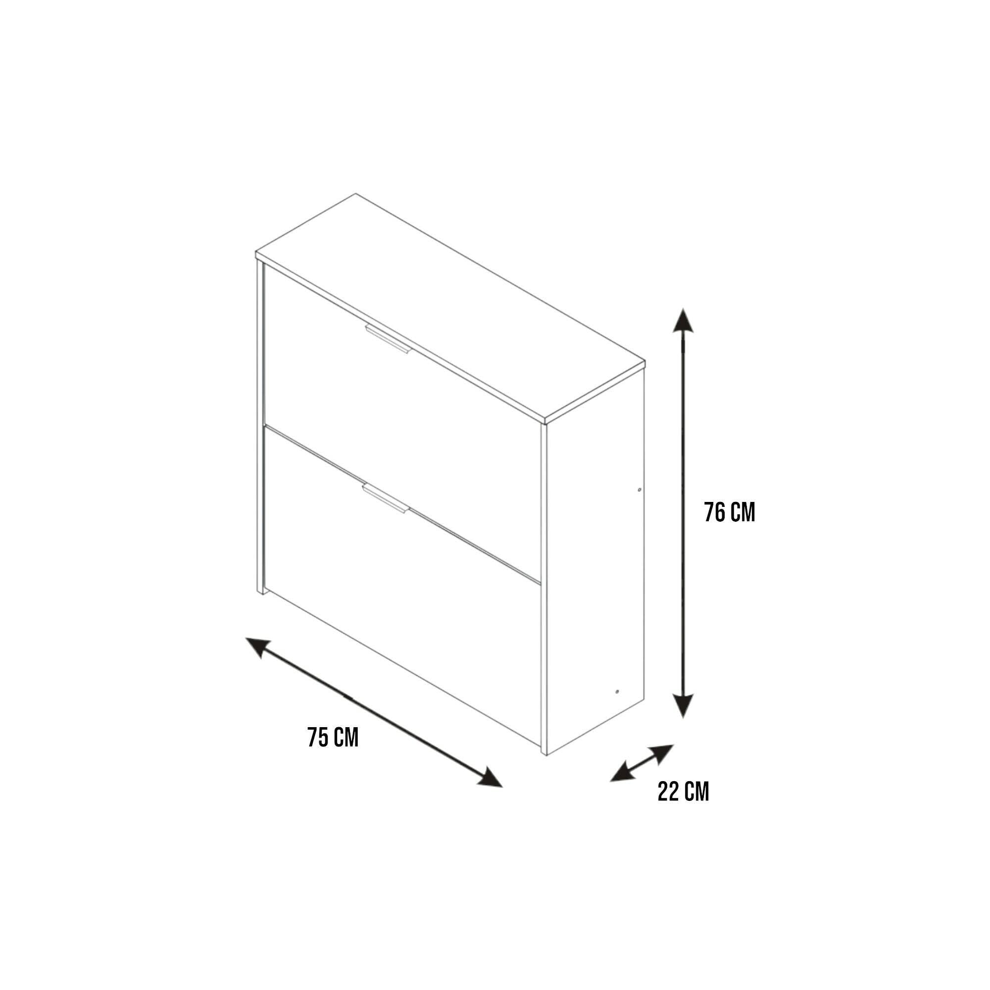 Dmora Scarpiera Louisville 22x75x76h cm Bianco 16 Paia 2 Ante, Mobile Portascarpe 4 Vani
