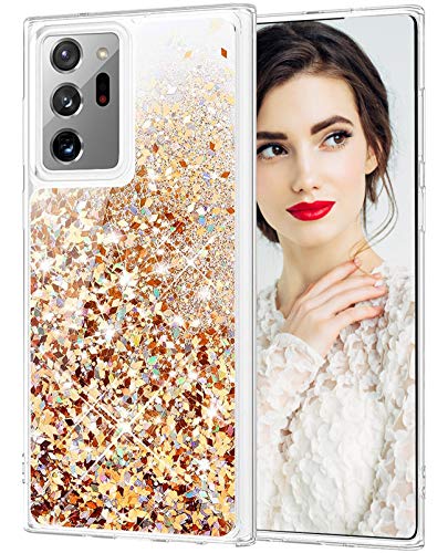 MOLLYCOOCLE Case for Galaxy Note 20 Ultra Glitter Case Bling Liquid Sparkle for Women Girls Luxury Floating Glitter Quicksand Clear Transparent Cute Phone Case for Galaxy Note 20 Ultra (Glitter Gold)