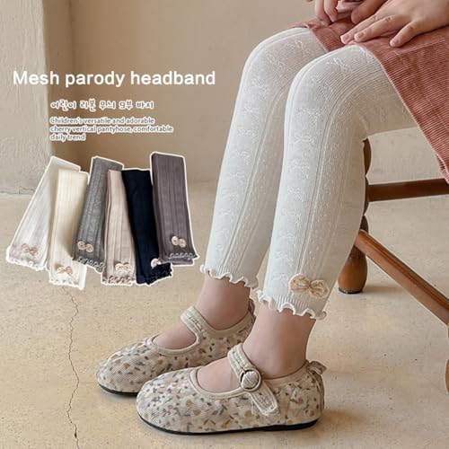 Elastic Kids Leggings Breathable Baby Girls Tights Bowknot Decor Bottoming Trousers Comfortable Children Cropped Pants4