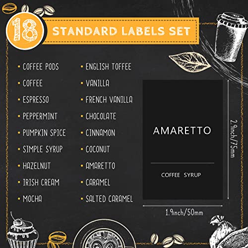54 Pieces Coffee Syrup Labels Coffee Bar Labels Black Minimalist Labels