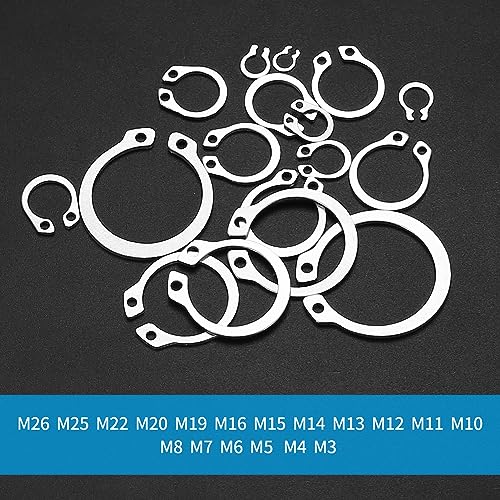 E-Clip Sicherungsringe Set, 400 Stk Sicherungsscheiben E-clip Set, Edelstahl Sicherungsring Sortiment Kit, 18 Größe Interner Externer Sprengringe für Wellen Befestigen von Lagern