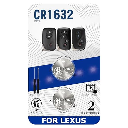 CR1632 Key Fob Replacement Batteries for Lexus RX350 (07-15), GX460 (10-20), ES350 (07-12), IS250/350 (06-13), CT200h (11-17), LS460 (07-17), RX450h (10-15) Smart Remote (Check Fitment Guide)(2 Pack)