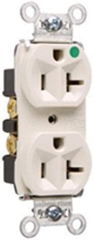 Legrand 20 Amp Hosiptal Grade Compact Duplex Outlet Light Almond 1 Pack | Pass & Seymour Heavy Duty Spec Grade Wall Outlet, for Patient Areas, Back Wire, Side Wire, Extra Durable
