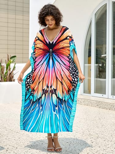 Image of NFVNKJ Women's Plus Size Beach Lounge Kaftan Maxi Dress Swimsuit Coverup for Women