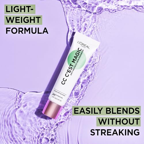 L'Oréal Paris Anti-Rötungen Creme, Für bis zu 24h Feuchtigkeit und einen optimierten Hautton, Magic CC Teint Optimierer Anti Rötungen, 1 x 30 ml