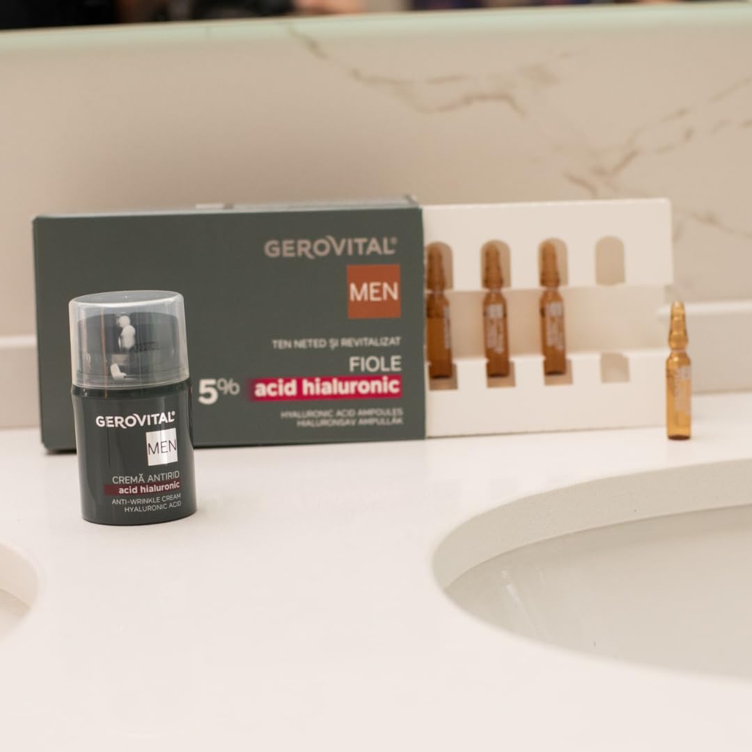 GEROVITAL MEN Anti Wrinkle Face Cream with Hyaluronic Acid, Vitamin E, Facial Skin Care, Moisturizer Face Cream, Anti Aging, 30 milliliters - Image 8