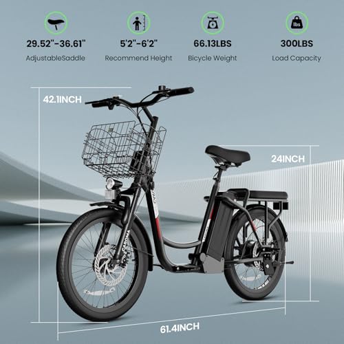 Image of Caroma Peak 1200W Electric Scooter with Seat, 20 inch Tires,30Miles&20MPH | All Terrain E Scooter with 2 Seats,Adjustable Electric Scooter for Adults with Basket,Adult Electric Bicycles Style Scooter