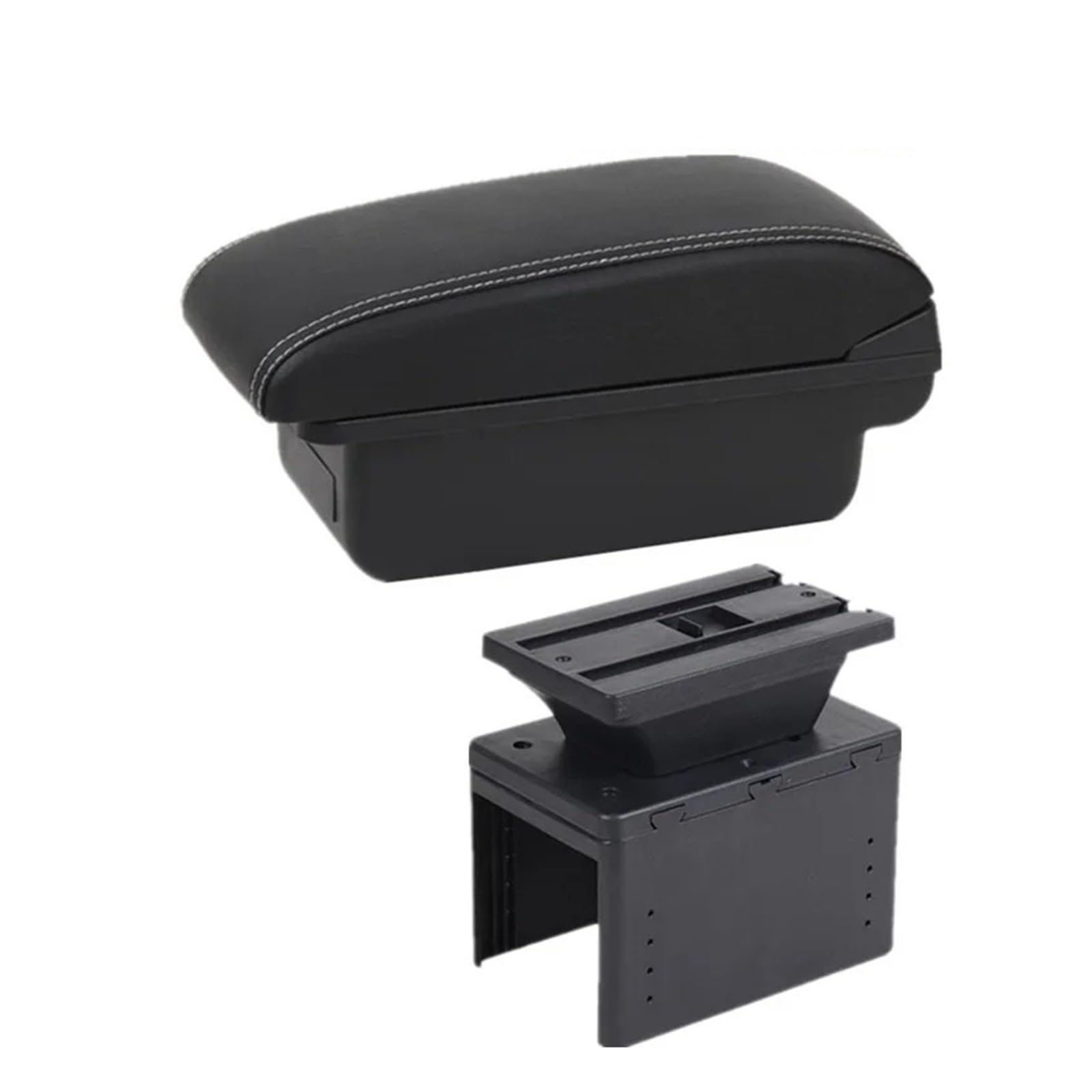 Hguvsjd A Black White No Usb Armrest Box Universal Armrest Accessories Storage Box Retrofit Parts Increase Car Armrests(A Black White No Usb)