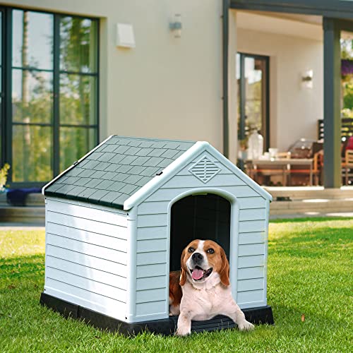YITAHOME Large Plastic Dog House Outdoor Indoor Doghouse Puppy Shelter Water Resistant Easy Assembly Sturdy Dog Kennel with Air Vents and Elevated Floor - Image 3