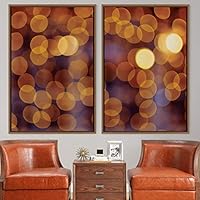 2 Piece Framed Canvas Wall Art Orange Bokeh Canvas Prints Home Artwork Decoration for Living Room,Bedroom - 16