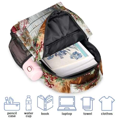 Western Cow Backpack for Women Men Highland Cow Shoulder Computer Laptop Adults Backpack Sports Hiking Gym Workout Travel Casual Daypack2