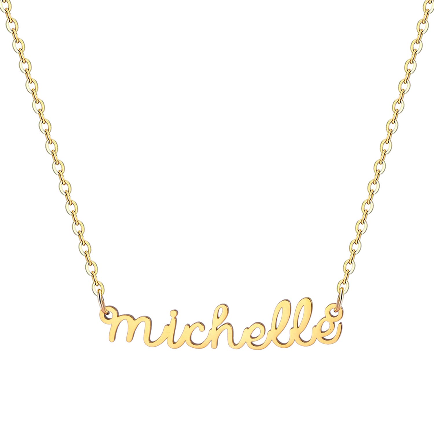 MOMOL 18K Gold Plated Stainless Steel Name Necklace Personalized Custom Name Necklace Customized Nameplate Necklace for women