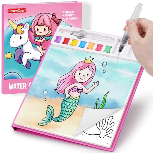 DreamCosy Paint with Water Coloring Books for Toddlers, Water Painting Kit with Brush, Mess-Free Arts Crafts, Drawing Activities, Toy Valentines Day Gift for Girls Ages 4-8, Preschool, Homeschool