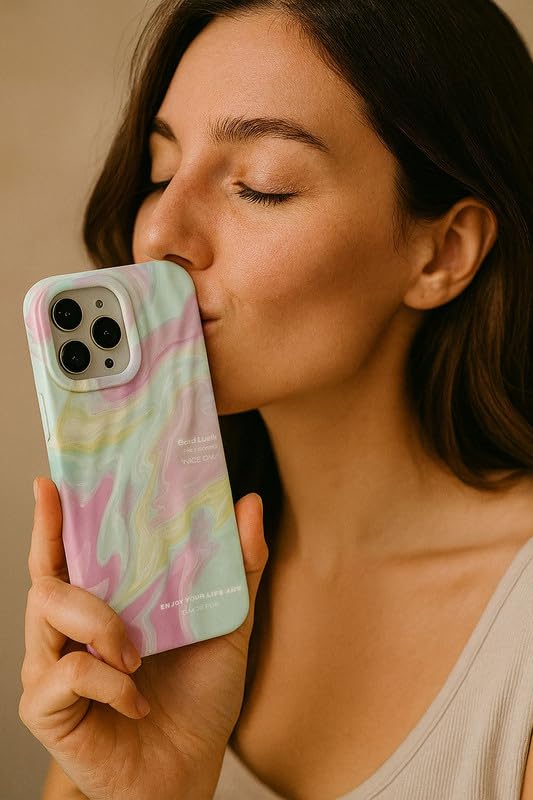 Image of COVERLY for iPhone 15 3D Premium Rainbow Pastel Swirl Design Phone Case, Luxury Texture Trendy Retro Cute Colorful Artistic Cool Pattern -Aesthetic Shades Love Heart Princess Cover for Apple iPhone 15