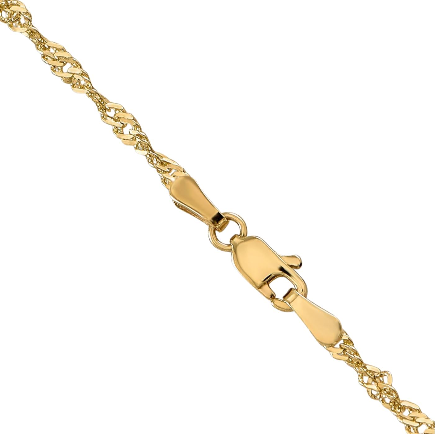 IceCarats 14K Solid Yellow Gold 2mm Thin Singapore Chain Necklace Polished