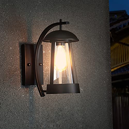 Lanterne extérieure LED noire MESKEL de 30 cm étanche avec support mural en verre - 5