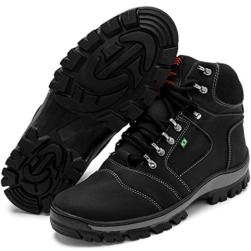 Bota Coturno Adventure Masculino Militar Confort (40, Preto, preto)