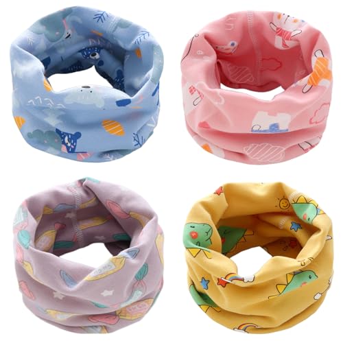 Yogopro Lot de 4 écharpes tubulaires pour enfant - Écharpe tube - En coton - Multifonction - Pour l'hiver, le printemps, l'automne