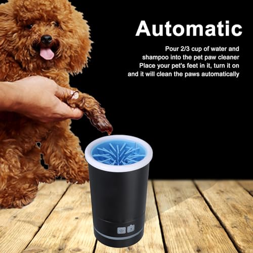HEEPDD Lave-Pattes Chien USB Rechargeable, Nettoyeur Automatique de Pattes avec Brosse Silicone Douce pour Grands Chiens 40x13.5 cm, Solution Hygiène Entrée Maison pour Animaux (Noir)