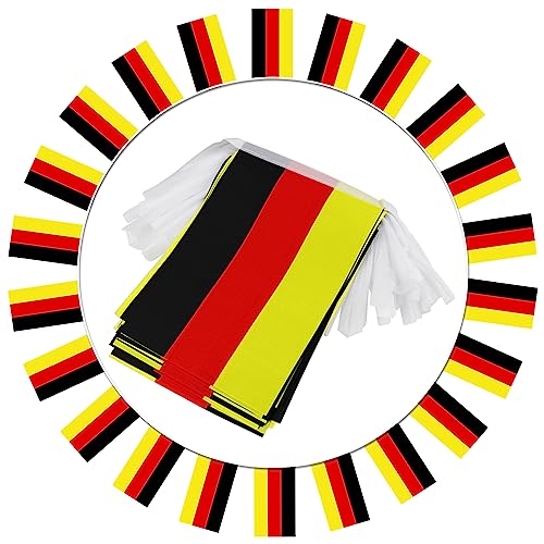 Image of Germany String Flag Pennant Banner - 38 Flags, 42 Feet Small Mini German Flags Bunting Banner for Country Decoration, School, Party, Sports Events