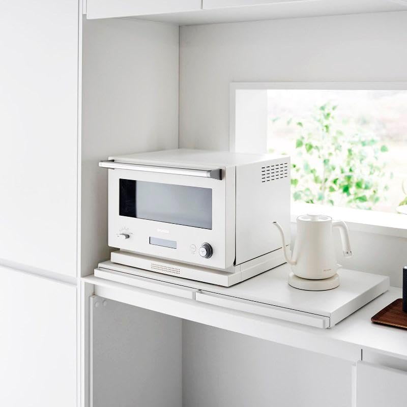 tower キッチン家電下引き出し＆スライドテーブル 幅80cm 山崎実業 白 tower タワー (山崎実業)キッチン家電下スライドテーブル W80