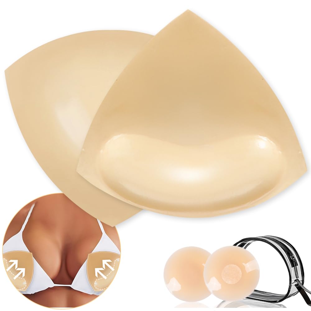 SZXYXDouble-Sided Sticky Bra Inserts, Sticky Bra Push Up，Reusable Lift Bra Inserts for Bikini Swimsuit Underwear Dress