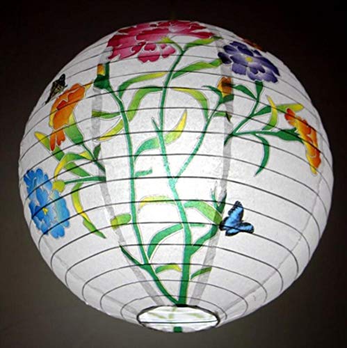 Preisvergleich Produktbild LLine 2Pcs Blumenpapierlaternen Chinesisches Japanisches Festival Retro Papierlaternenkugeln Hochzeit Geburtstagsfeierdekoration, Schmetterlingsblume